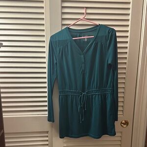 Merona Teal V-Neck Tunic with Drawstring Waist